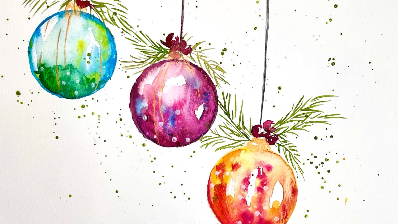 Watercolor Holiday Baubles in a Simple Festive Palette You'll Want to Try! 🌲