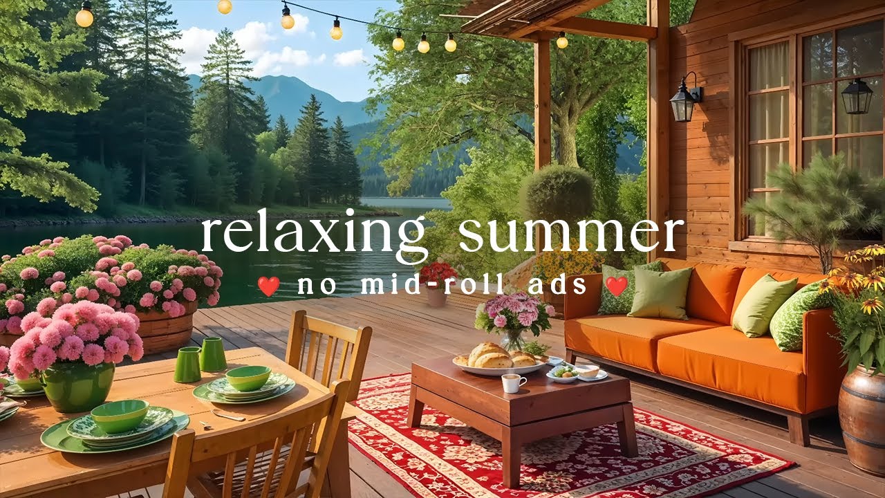 (NO MID-ROLL ADS) Calm & Relaxing Summer Jazz 🌸 Summer Coffee Shop Ambience, Calming Bossa Nova Jazz