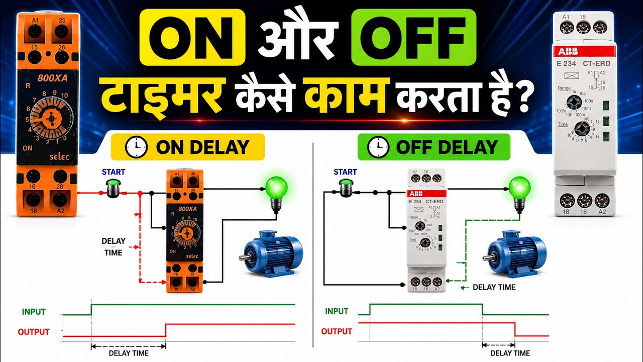 What is ON Delay Timer & OFF Delay Timer? | Where it is used? | Electrical Automation in Hindi