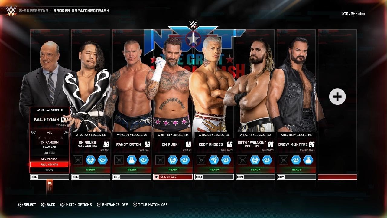 WWE 2K25_8 man elimination match pin or submission.