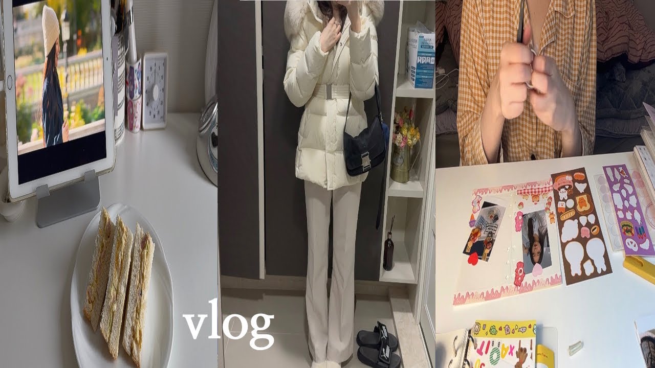[vlog] 직장인 일상브이로그 | 집순이 직장인은 집에서 뭐하냐면요〰️🏠| 데일리룩,헤브블루,레오제이,홍가리비,군고구마,맵슐랭,다꾸,폴꾸
