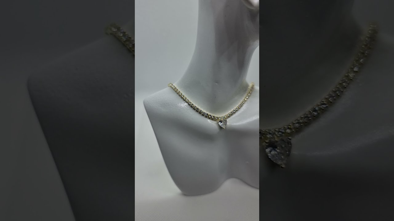 Bellissima Collana Choker Tennis Con Zirconi In Argento 925 Placcato ORO
