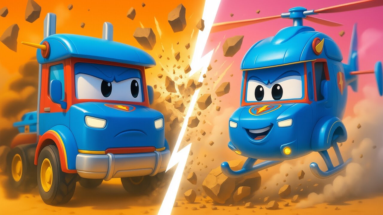 SUPER CAMION MALVADO provoca caos, Super Camion Policía al rescate | Carros de Rescate para Niños