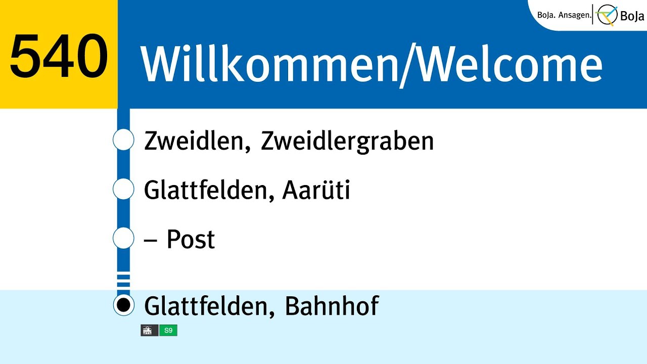 Postauto/ZVV Ansagen I 540 Zweidlen - Glattfelden I BoJa Ansagen