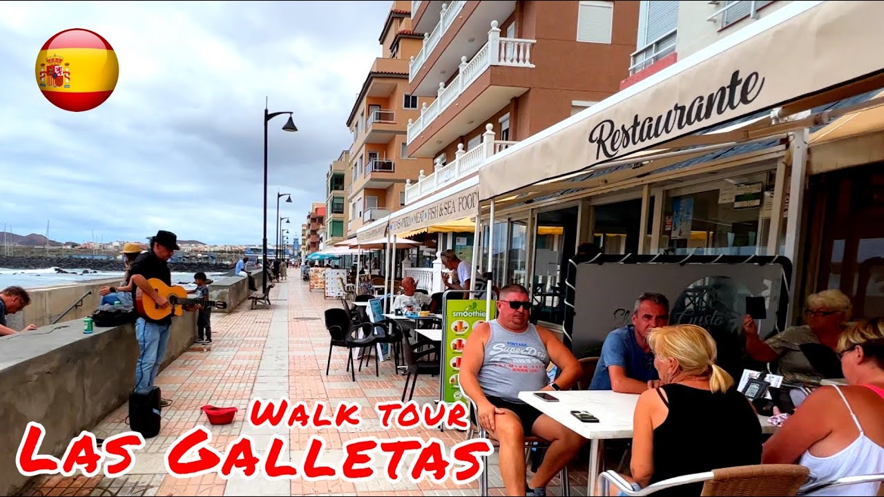 La Ballena beach. Walk around Las Galletas. Tenerife today 4K