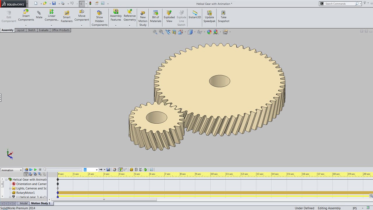 Helical Gear with Animation (Video Tutorial) SolidWorks