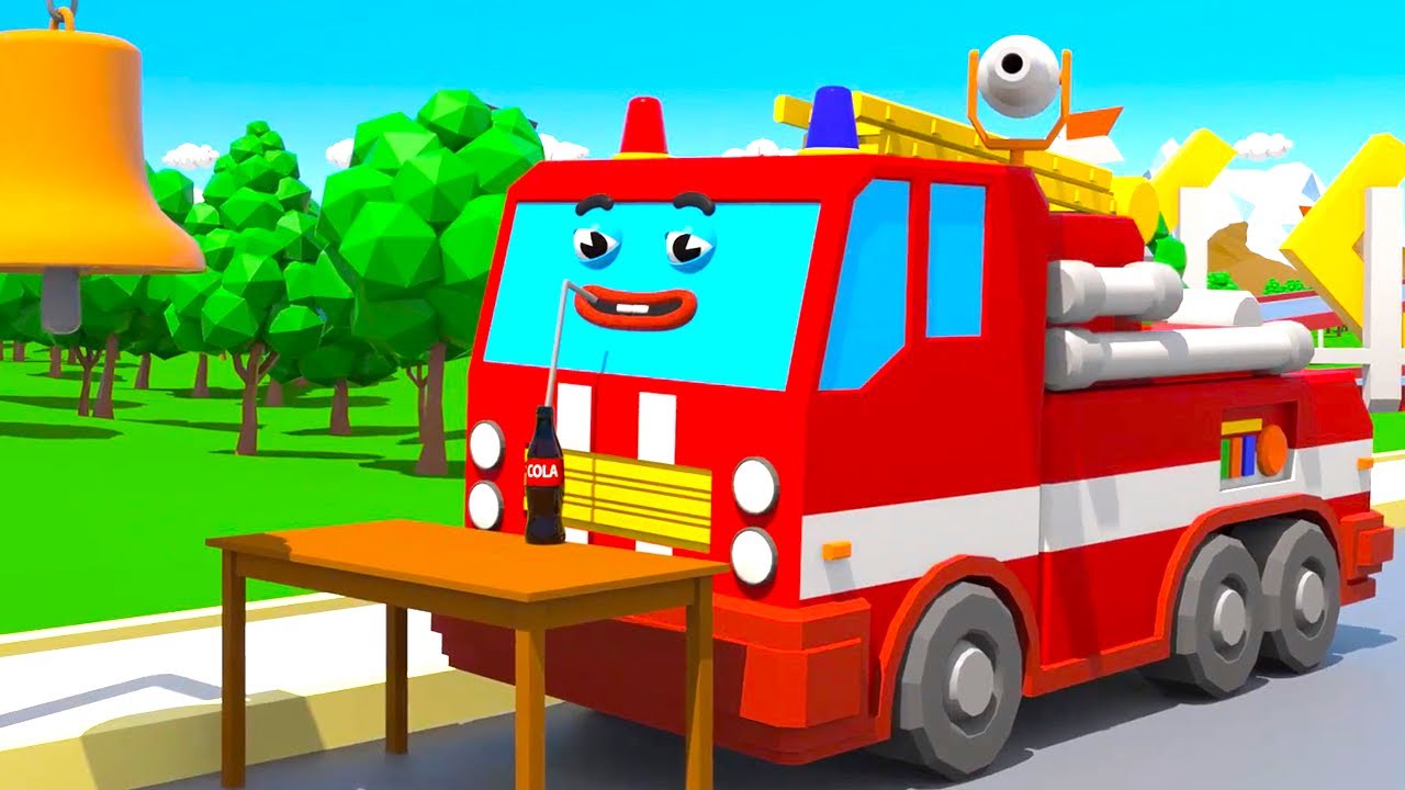 Feuerwehrauto und Lastwagen arbeiten die in der Stadt - Cars Town Neuer Zeichentrickfilm für Kinder