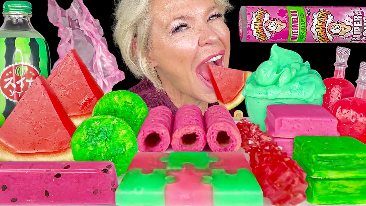 ASMR Watermelon Desserts, Warheads, Watermelon Soda, Takis, Lego Jelly