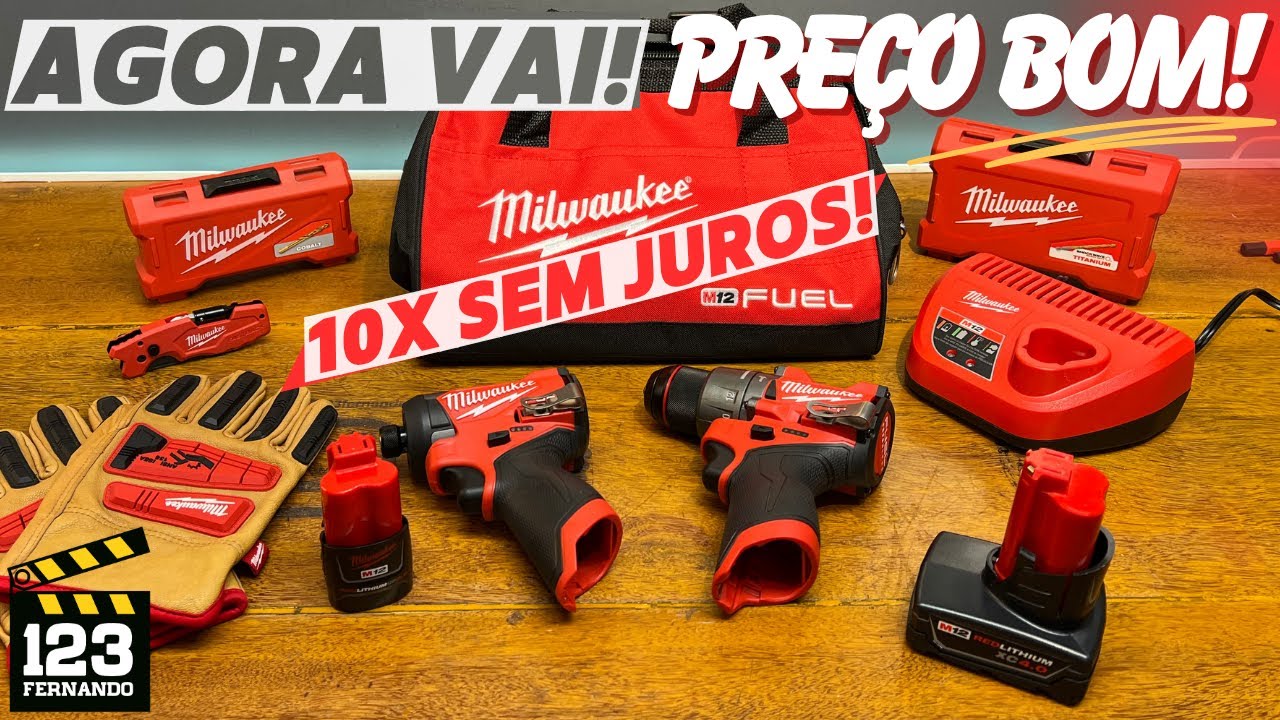 SUPER PREÇO! KIT FURADEIRA DE IMPACTO + PARAFUSADEIRA DE IMPACTO M12 FUEL MILWAUKEE + 2 BAT e CARREG