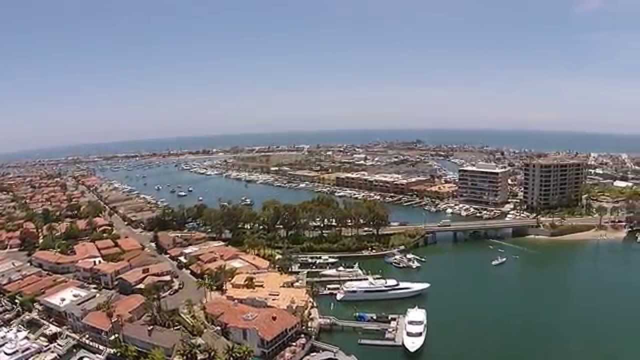 Newport Beach Harbor & PCH From Lido Isle - Boats & SUP - DJI Phantom 2 Vision+