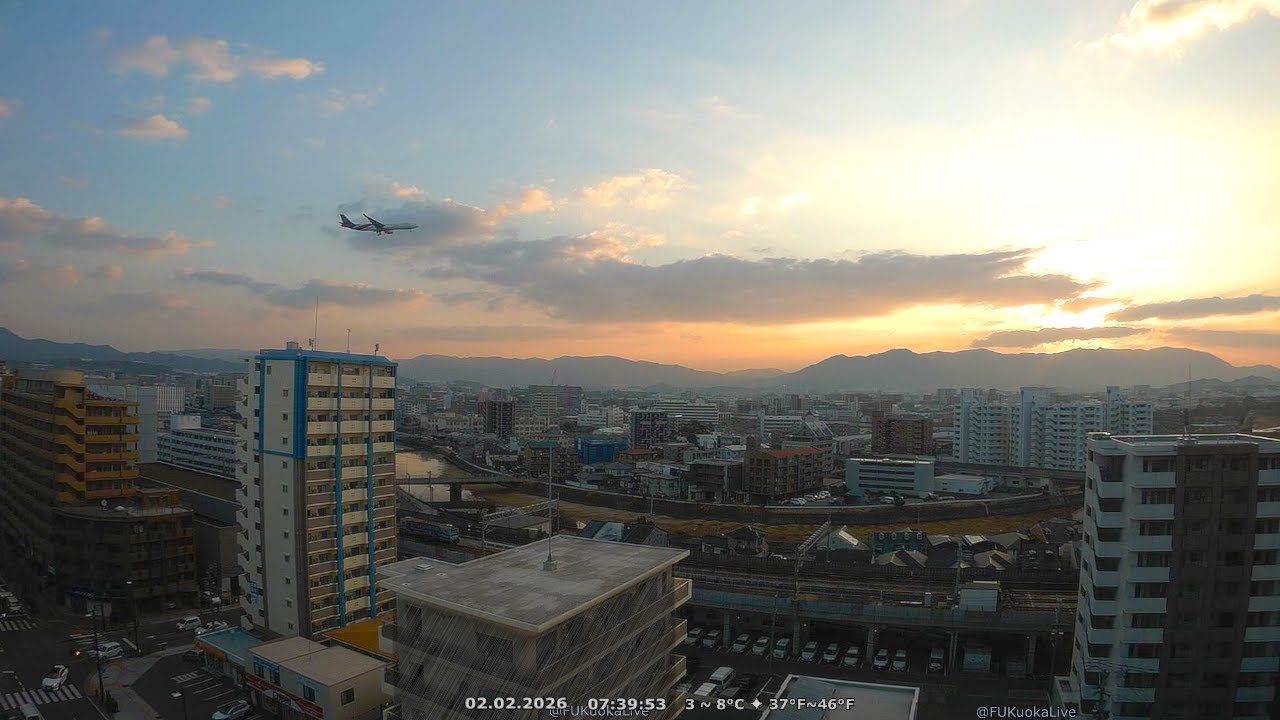 🔴 LIVE 20260202 ✈️ 福岡 飛行機スポッティング ✿ JR電車 ✿ 宇美川 箱崎 - 箱崎に向けて離陸