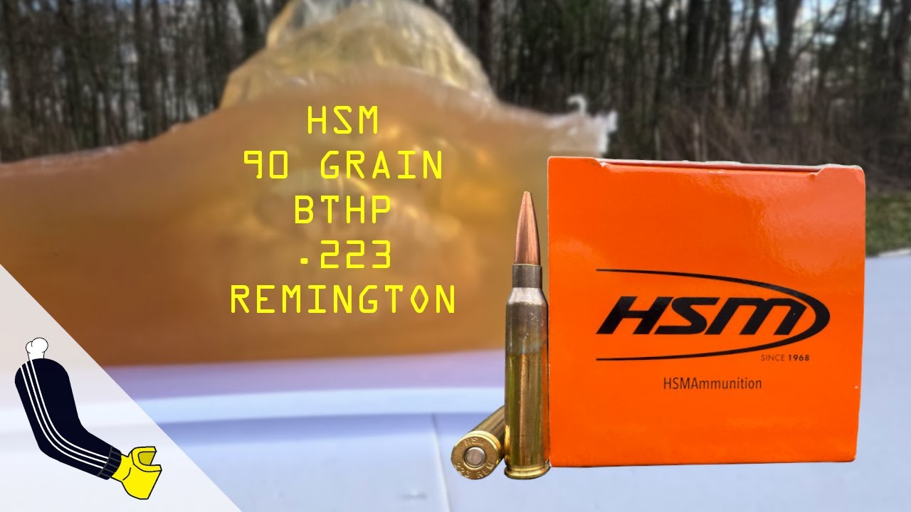 .223 Remington HSM 90gr. HPBT//Ballistic Gel Test