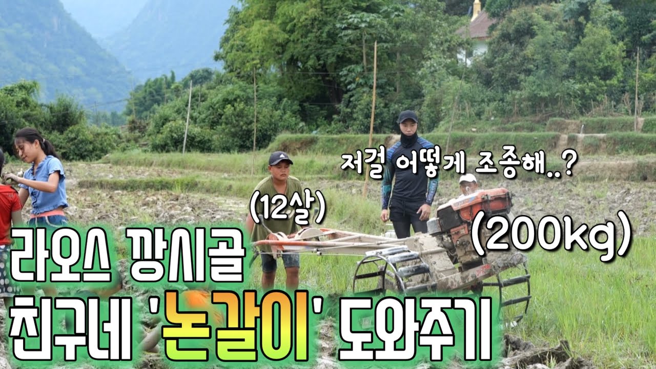 10살 때부터 조기 교육 받은 친구의 논갈이 클라쓰ㅣ모내기 댐건설ㅣ친구네 논갈이ㅣ물고기 사냥 + 구독자 선물 먹방
