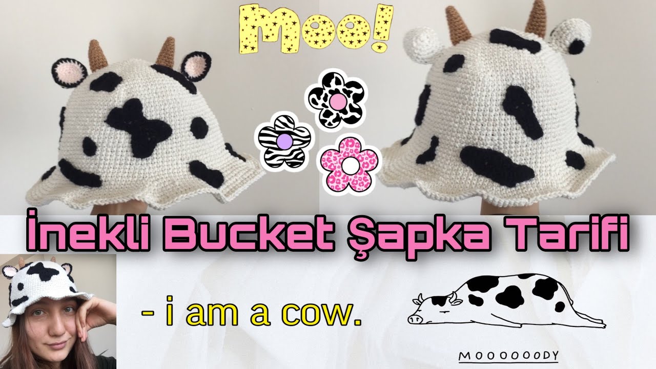 İnekli Bucket Şapka Tarifi |Crochet Cow Bucket Hat |Free Pattern