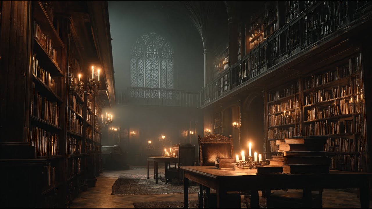 Library Stacks by Candlelight — Dark Academia Ambient Music (1 Hour)