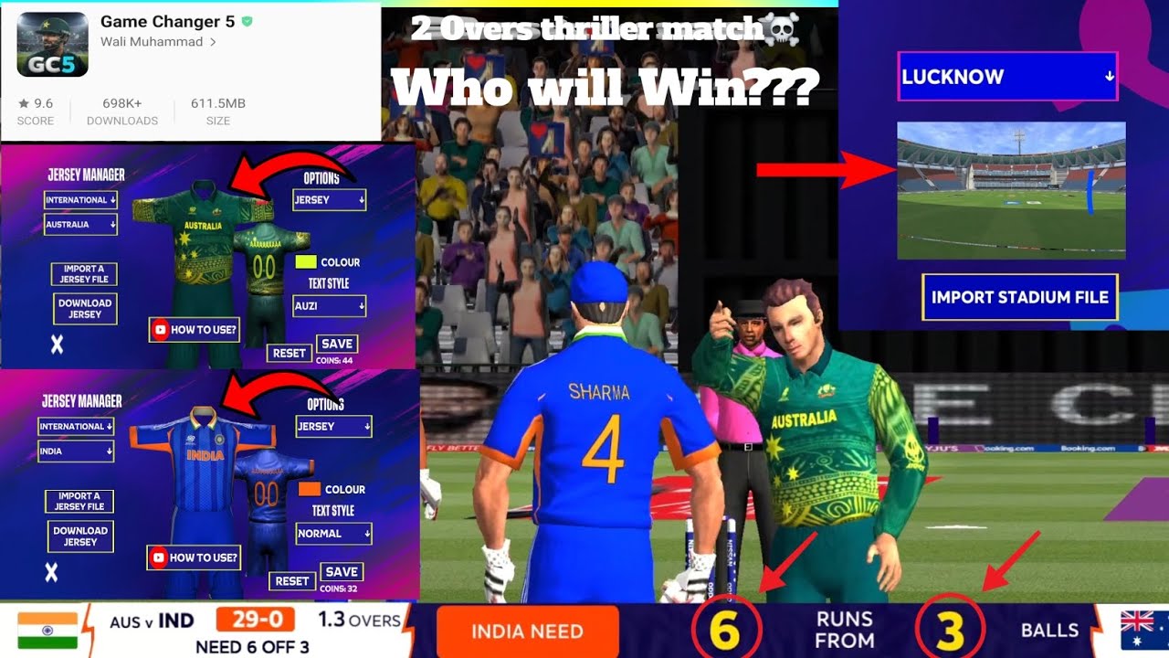 India vs Australia😱 | Last 2 Overs Thriller☠️ | New Stadium🏟 | New t20 World cup jersey😍