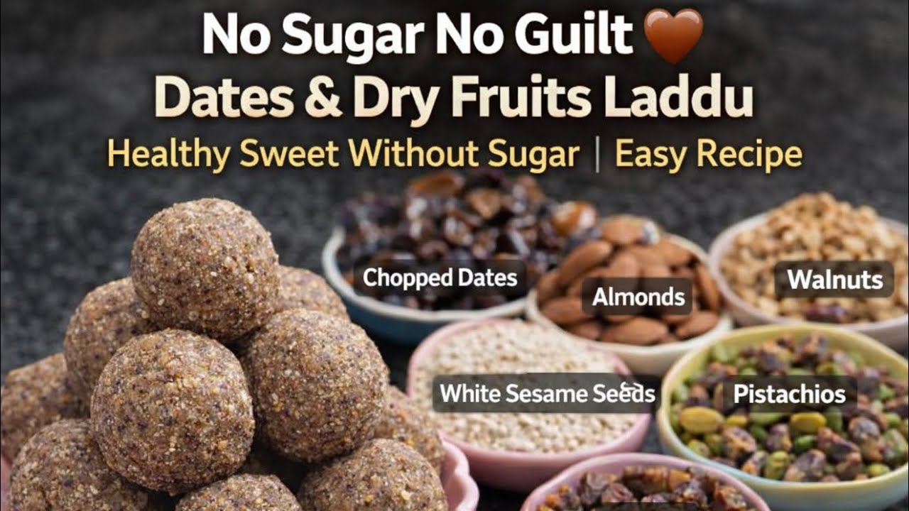Healthy Sweet Without Sugar 💪 | Dates & Dry Fruits Laddu