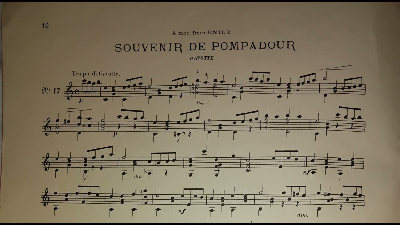 Auguste Zurfluh - Souvenir de Pompadour [From Recueil Facile pour Guitare] (w/score)