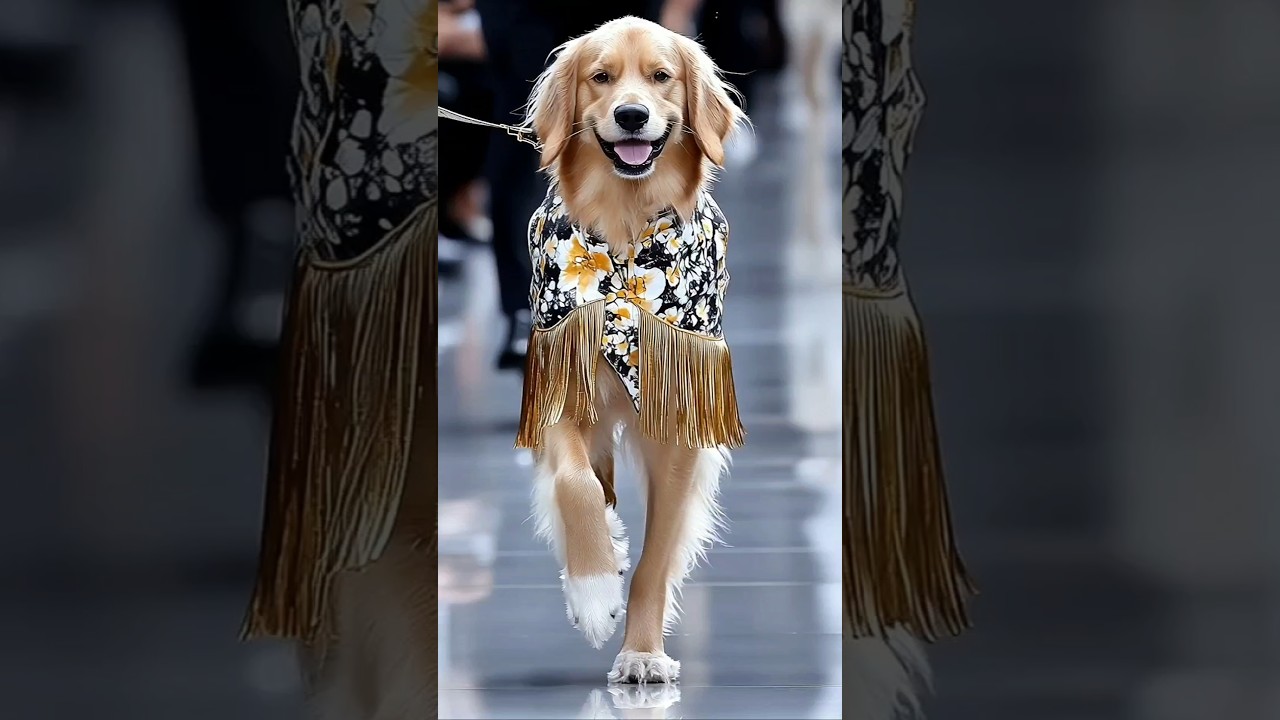 Dog Fashion Show 🐶🤣 #dog #fashionshow #puppy #dogfashion #goldenretriever