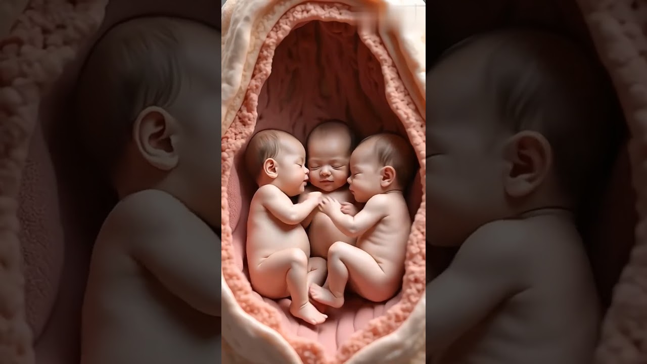 Triplets Baby in Mother&rsquo;s Womb | Three Babies Moving & Hugging Each Other #pregnancy #unbornbaby