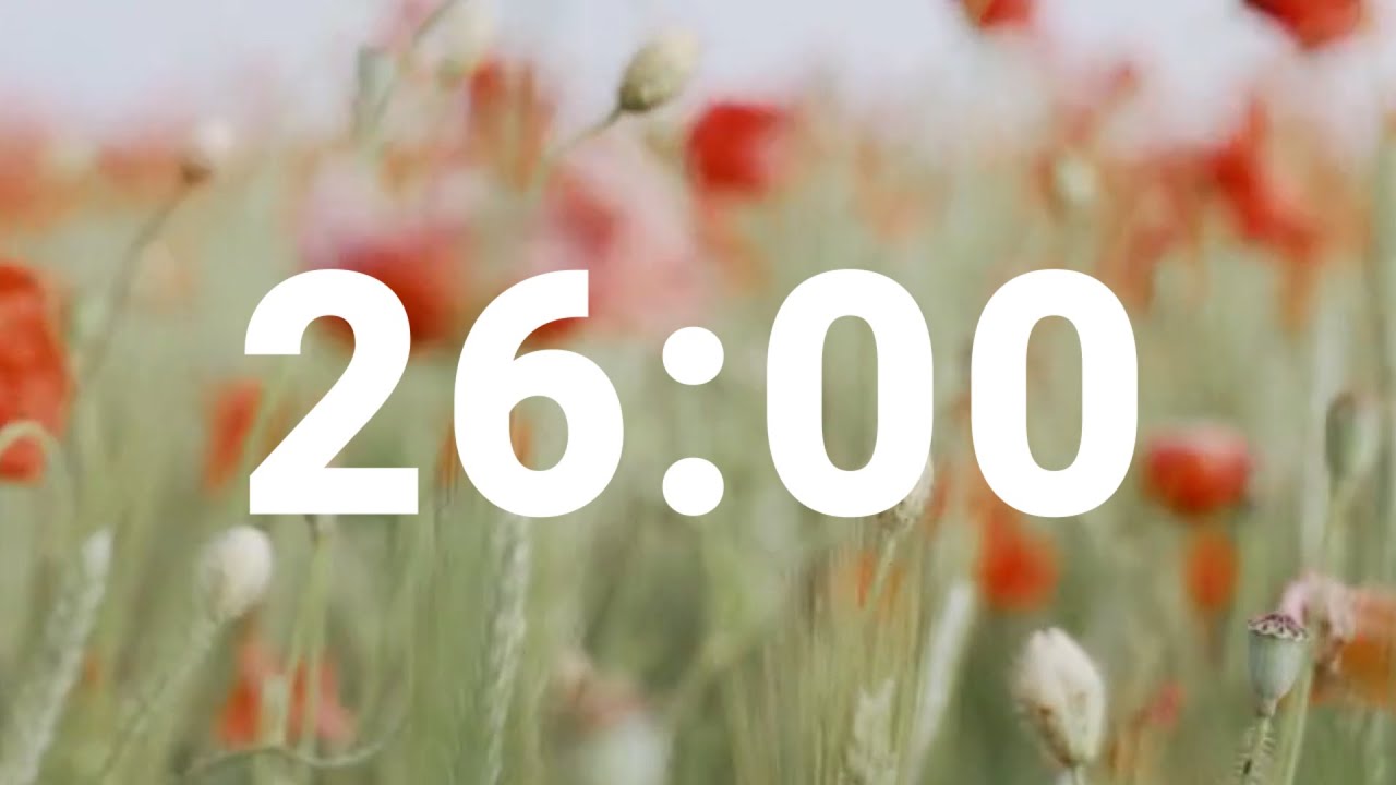 26 Minute Timer with Relaxing Music and Alarm, Countdown Clock for Stress Relief