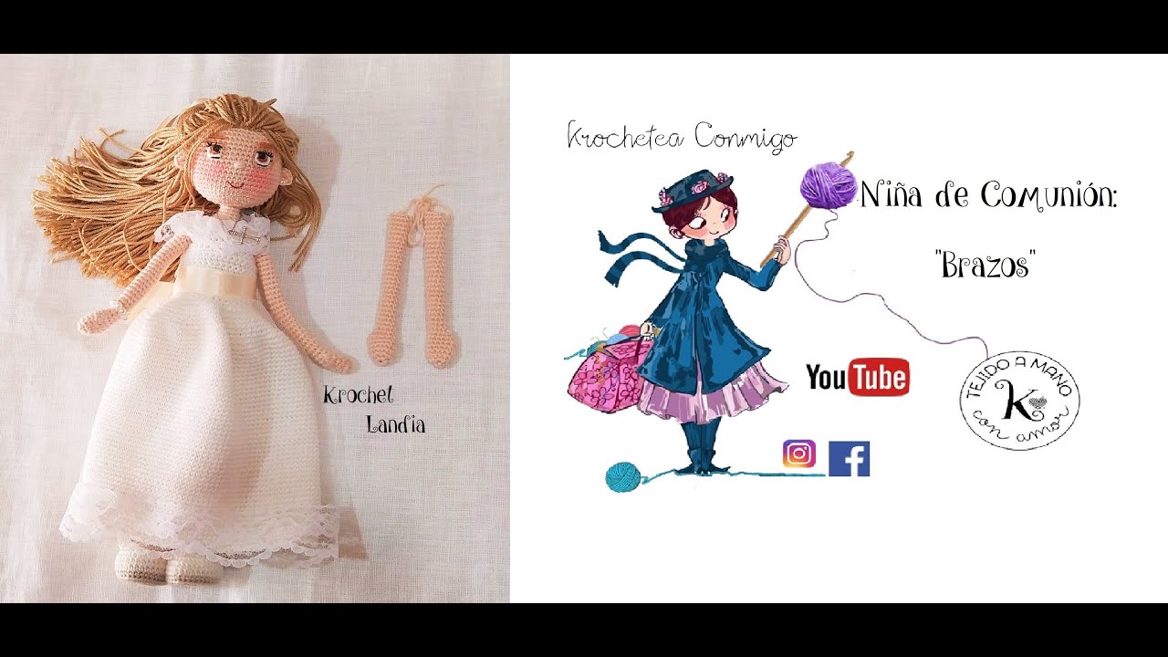 Tutorial Krochet Landia: Niña de Comunión: Brazos