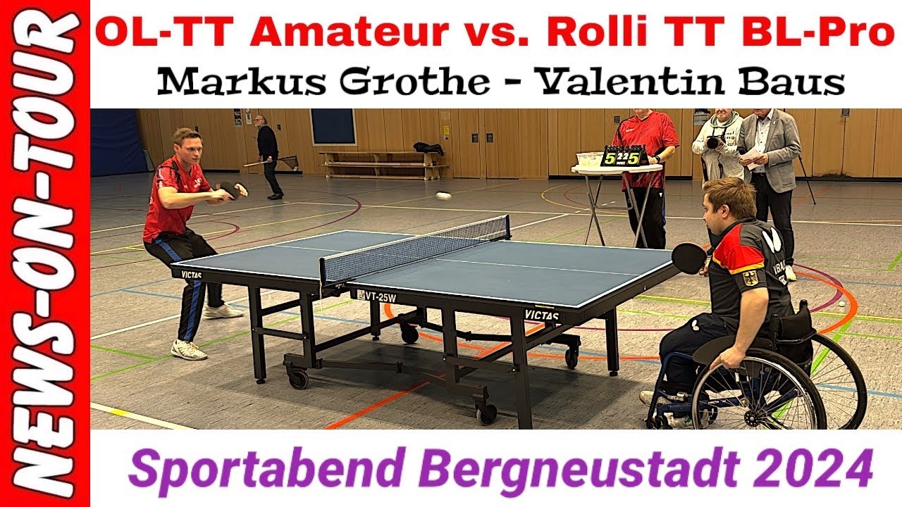 Valentin Baus (Rollstuhl-TT) vs. Markus Grothe: Tischtennis-Show beim Sportabend Bergneustadt 2024