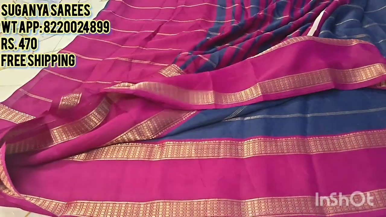 Mysore type Mossmellow Georgette Full Sarees Collection Small  Weaving Mistake @suganyasarees7047 