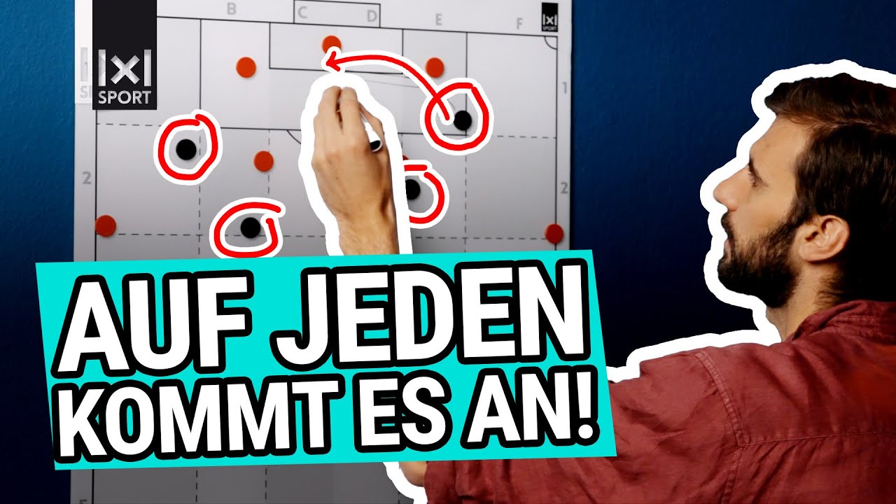 8 gegen 8 Übungsform mit 2-4-2-2 ➡️ Eine mögliche Strategie gegen ein 4-3-3 Angriffspressing