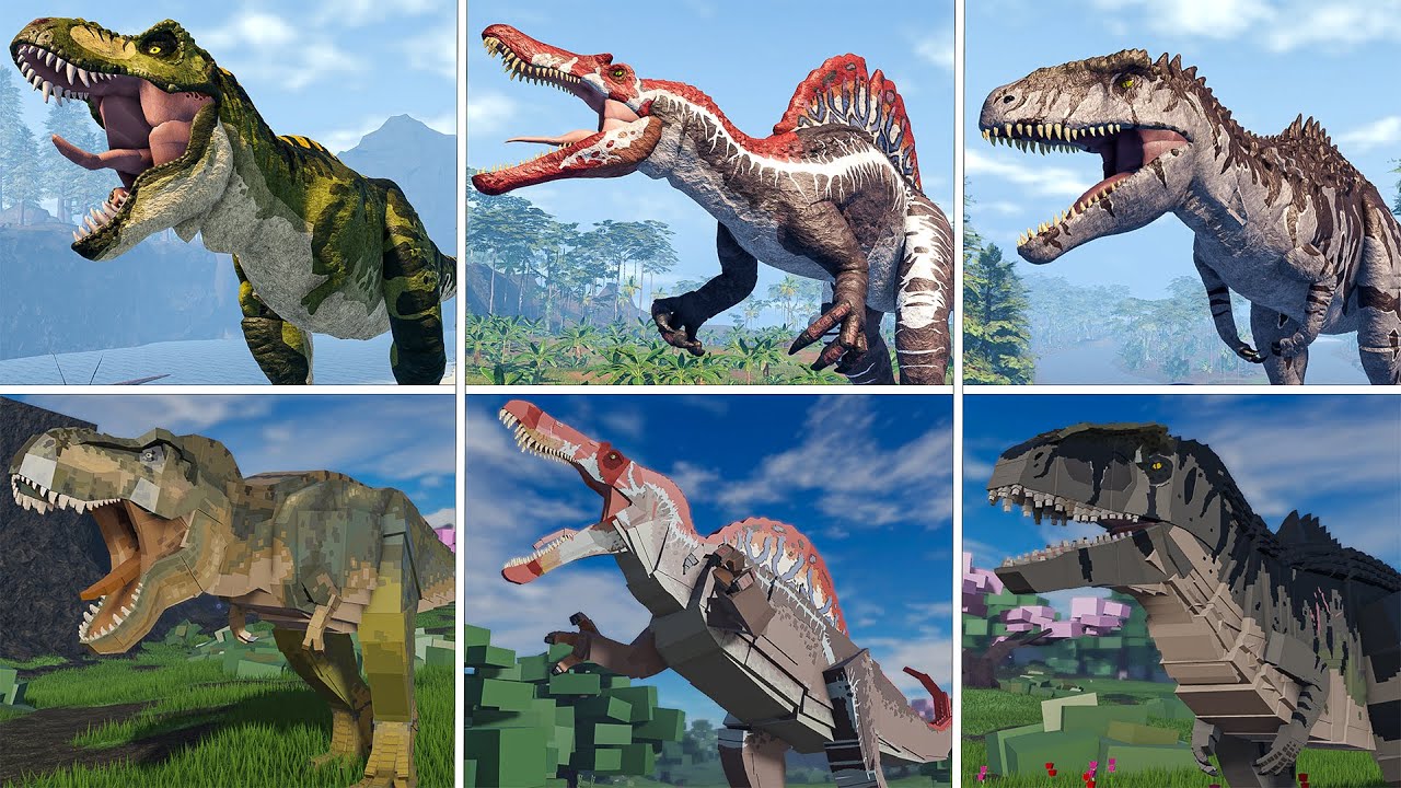 Jurassic Blocky VS Fallen Ashes EPIC Dinosaurs Comparison!