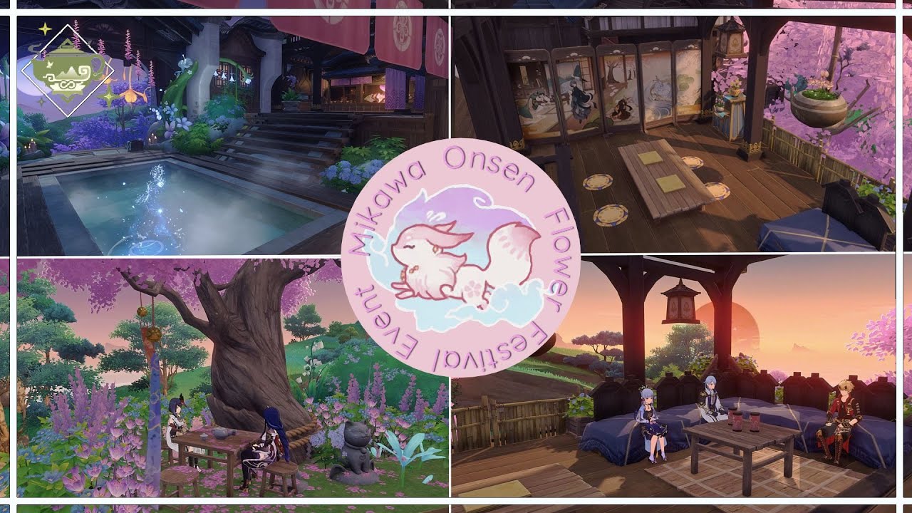 🌷Mikawa Onsen -Flower Festival Event🌷Silken Courtyard: Nodoka Terrace | Serenitea pot Genshin Impact