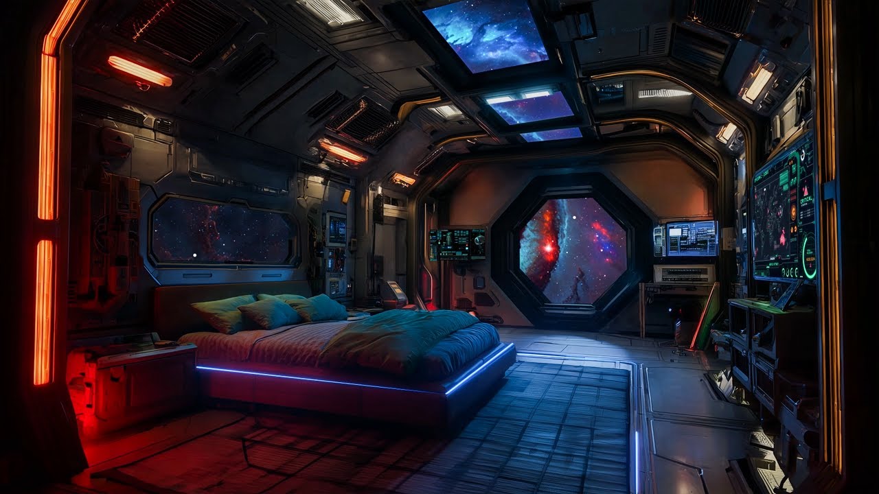 😴 Beat Insomnia on a Space Station | White & Brown Noise Combined for Deep Sleep Without Disturbance