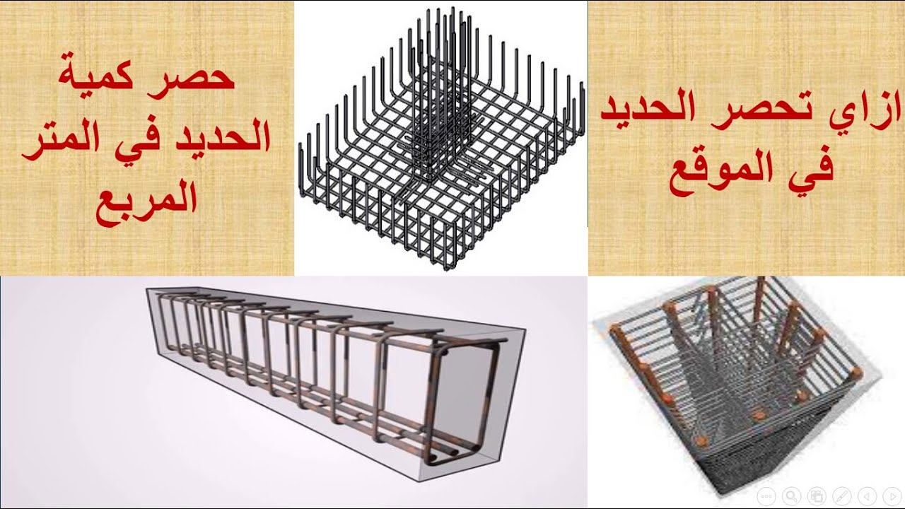 حصر كمية الحديد ف 1 متر مربع .... ازاي تحصر الحديد في الموقع