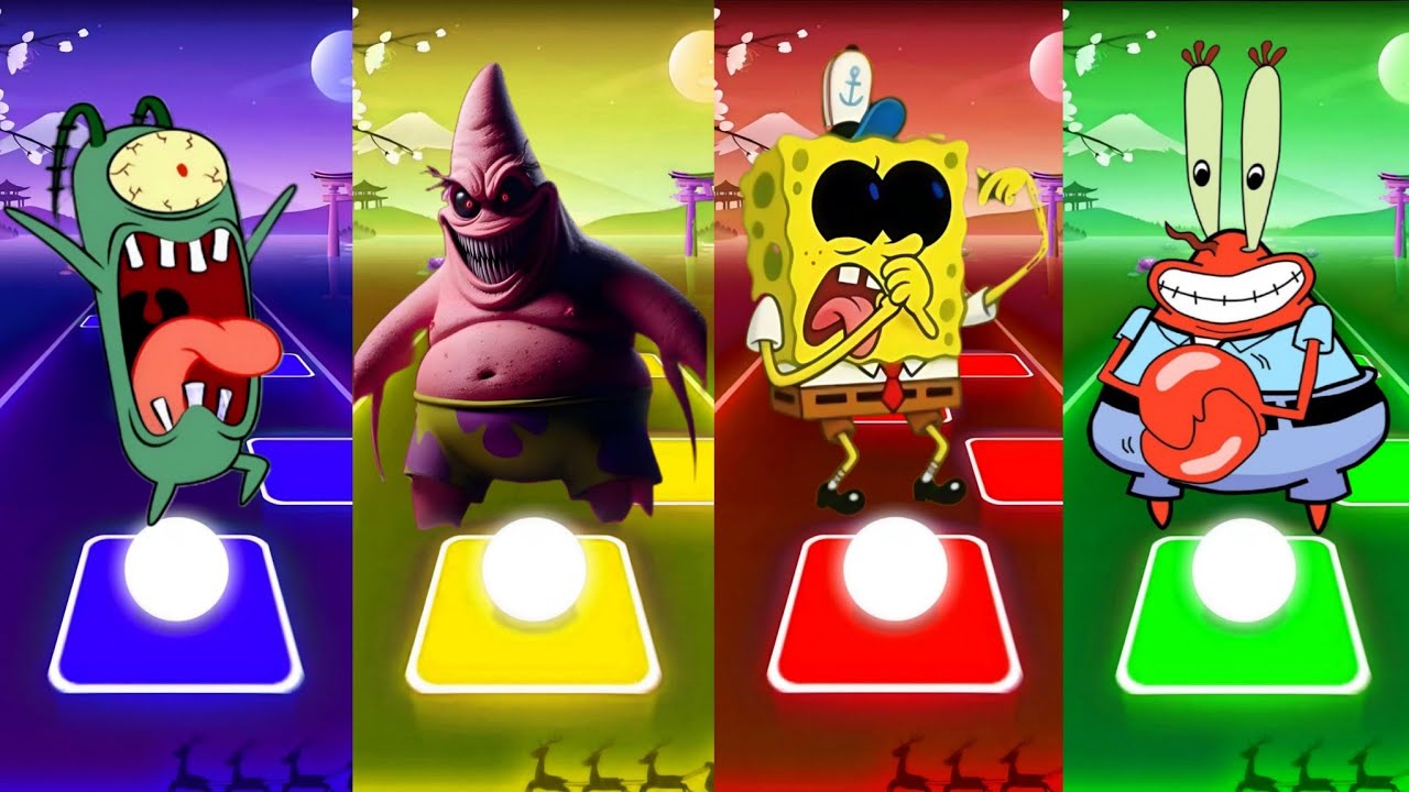 MR KRABS EXE  🆚 SPONGEBOB EXE 🆚 SANDY CHEEKS EXE 🆚 PLANKTON  EXE | Tiles Hop Battle