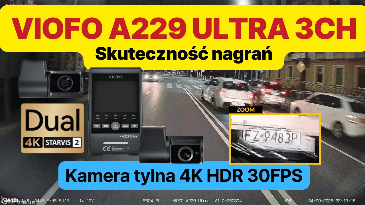 Kamera samochodowa VIOFO A229 ULTRA 3CH @ kamera tylna 4K HDR