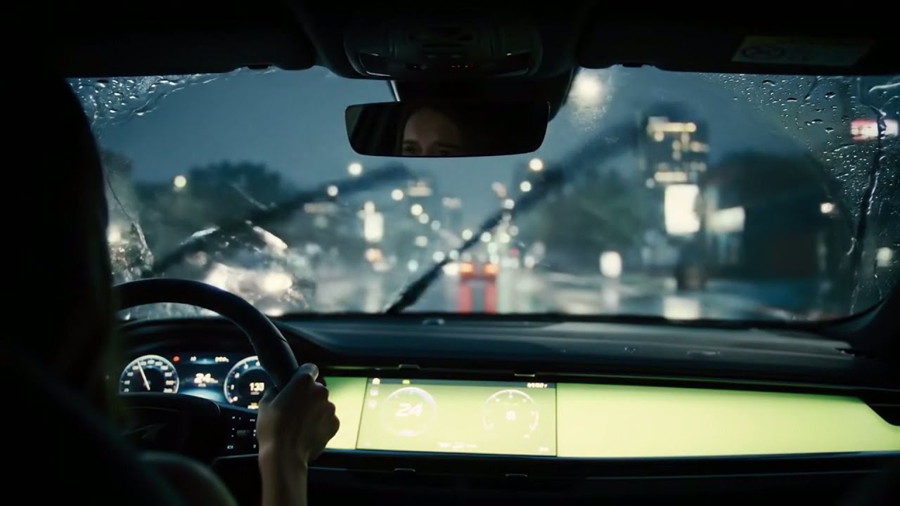 Boring Rain Driving from City to Suburbs at Night - Dark Screen Sounds for Sleep