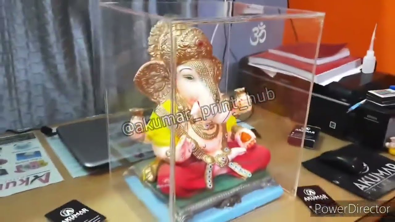 Customized Personalised Acrylic Transparent Box For Ganesh ji with Engarved Om