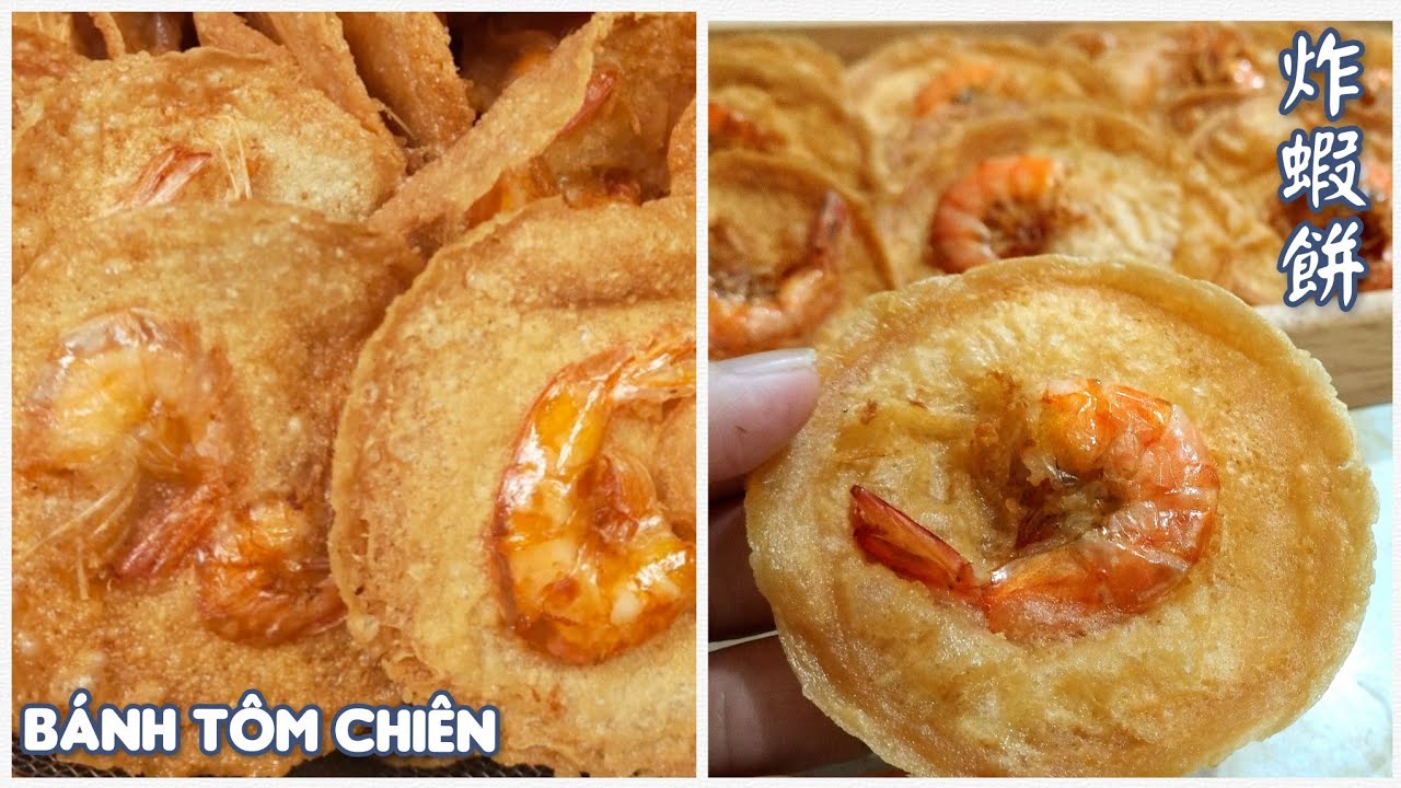 Bánh tôm chiên- Cách làm bánh tôm chiên ăn mì - Bí quyết pha bột chiên giòn - 炸蝦餅做法.