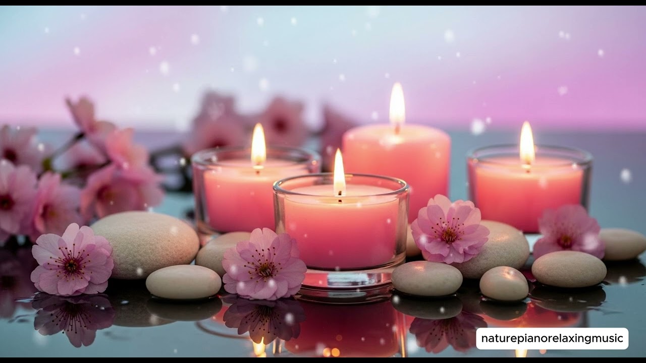 1 Hours of Relaxing Candlelight Ambience with Soft Music | Cherry Blossom Spa Vibes #relaxmusic