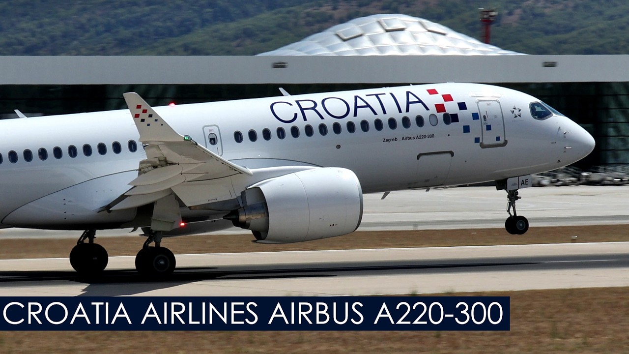 Croatia Airlines - NEW Airbus A220-300 - FIRST! Takeoff from Split Airport