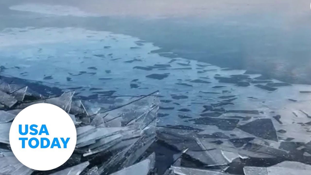 Watch ice chunks crunch against shore | USA TODAY