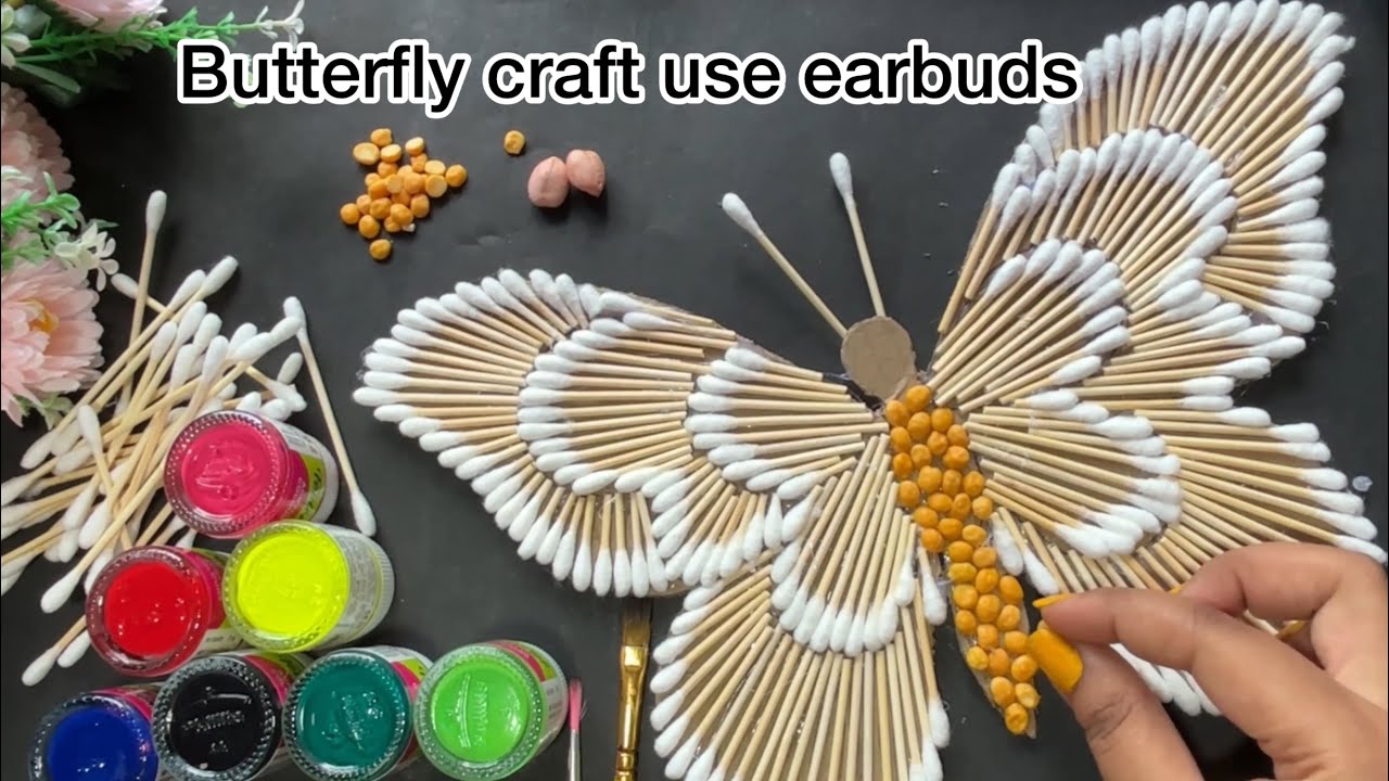 Butterfly craft use earbuds #craft#trending#craftideas