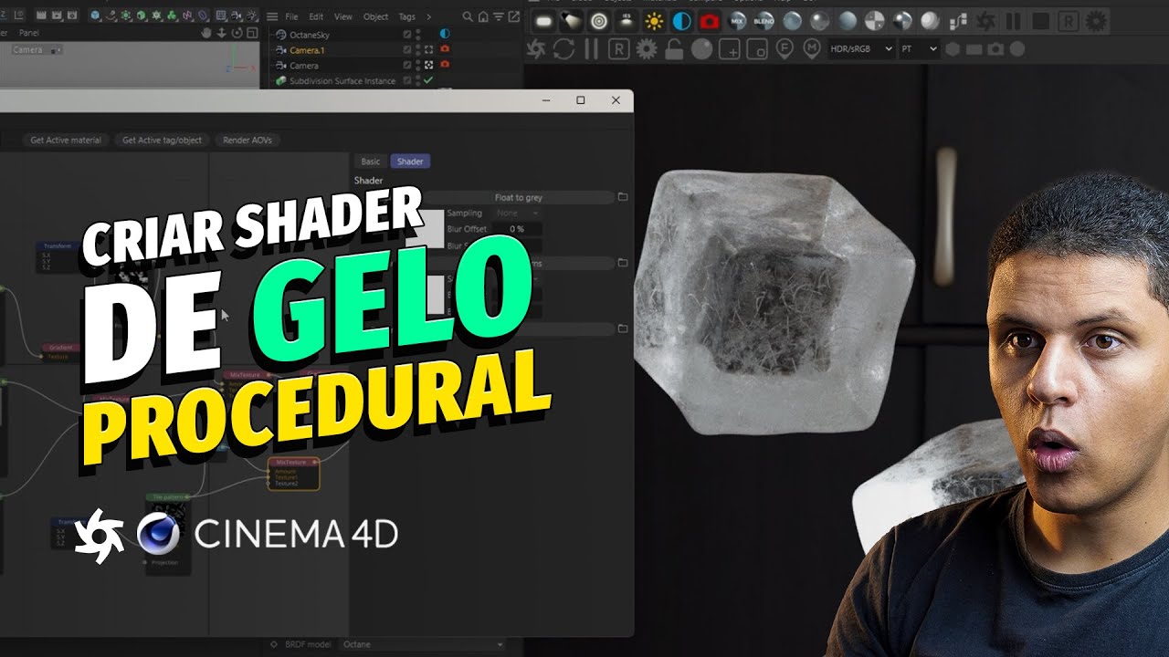 Aprenda criar shader de Gelo só com recursos nativo do Octane Render - Tutorial Cinema 4D