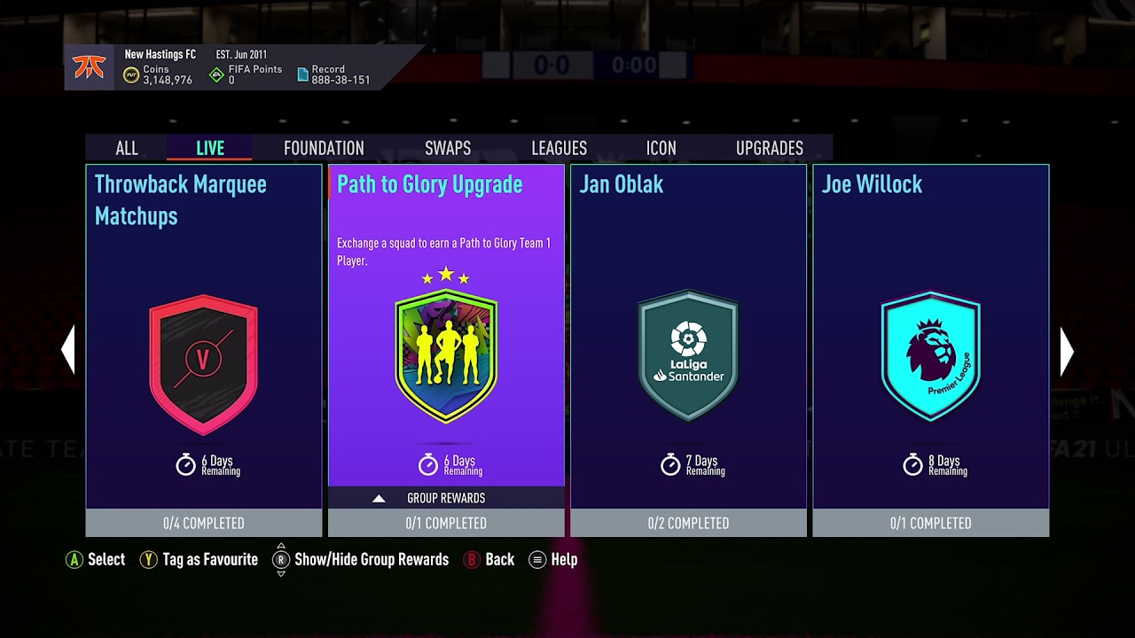 Path to Glory Upgrade PACK SBC FIFA 21