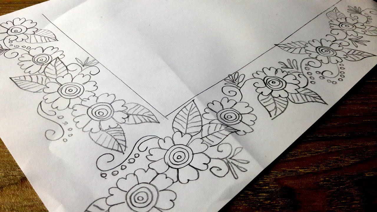 Nakshi Kantha floral design drawing নকশীকাঁথার ফুল /Bed sheet flower design.