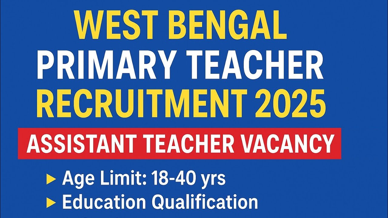 West Bengal Primary Teacher Recruitment 2025 | Assistant Teacher Vacancy | Full Details in Hindi