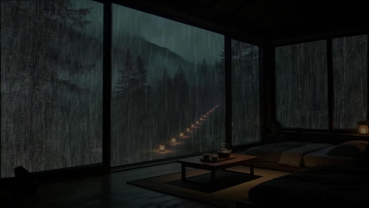 Rain Sounds in Forest for Sleeping 🌧 Deep Mountain Rain & Thunder at a Quiet Cabin #7T
