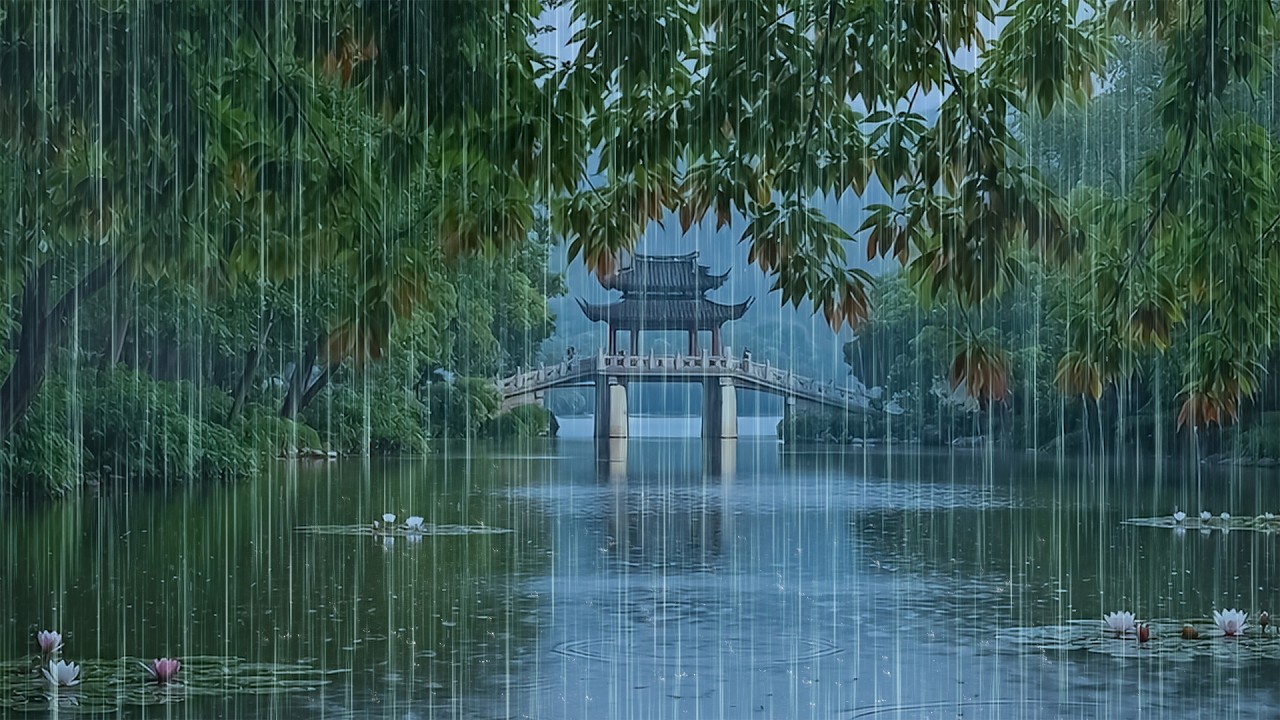 Best Rain Sounds for Sleeping | Gentle Rain on Forest Lake | ASMR Nature Rain for Relaxation