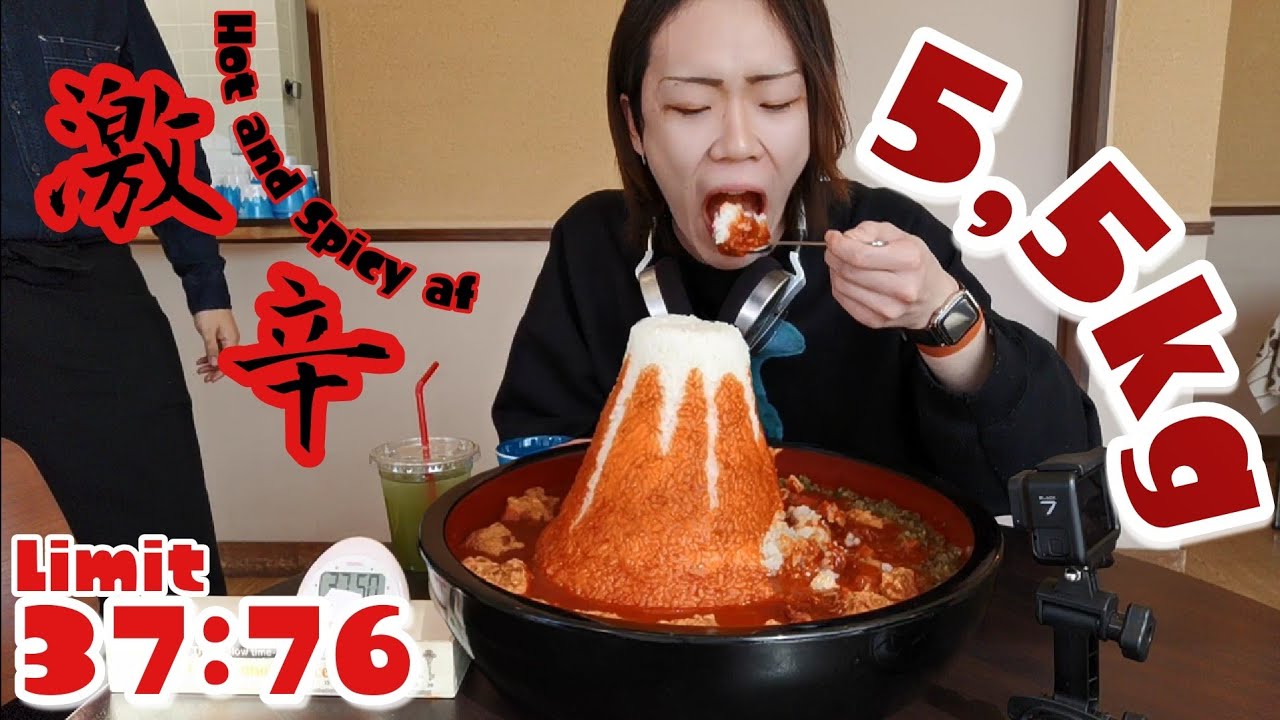 大食い激辛チャレンジ→激辛カレーライス5,5kgに挑んだ。Challenging to eat 11lb curry rice