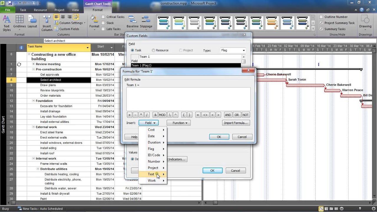 Change Colour of Gantt Chart Bars Automatically